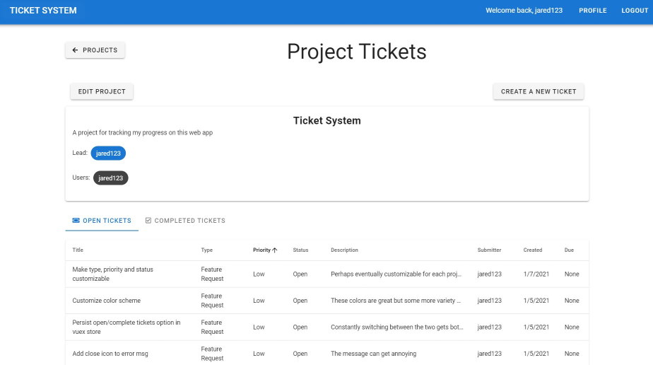 Ticket System Web Application Demo
